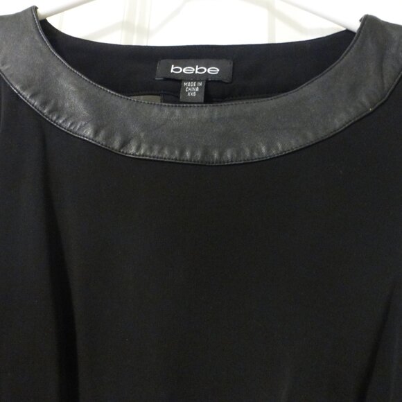 BEBE Black T-back mini dress with faux leather belt and trim - Picture 8 of 12